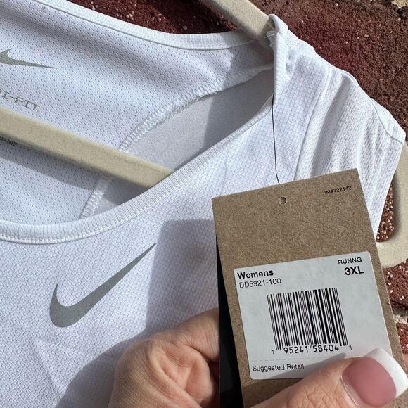 Nike Dri-Fit Womens Mesh Panel Racerback Athletic Training Tank top White 3XL NW - Picture 3 of 6